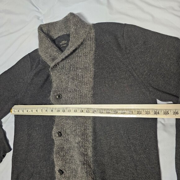 AllSaints Shawl Neck Cardigan Sweater Men Size XXL Gray Charcoal Cotton blend - Picture 9 of 12